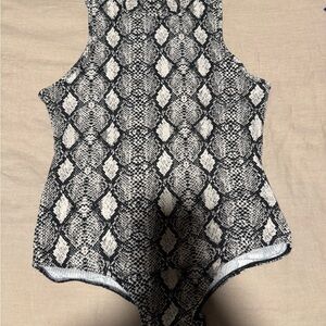 Caution To The Wind Monochrome Snake Print Bodysuit